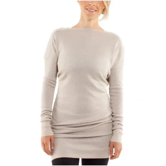 RARE Lululemon Reversible Serenity Sweater Wrap Sz 10 In Heathered Cashew /Coal - Picture 3 of 11